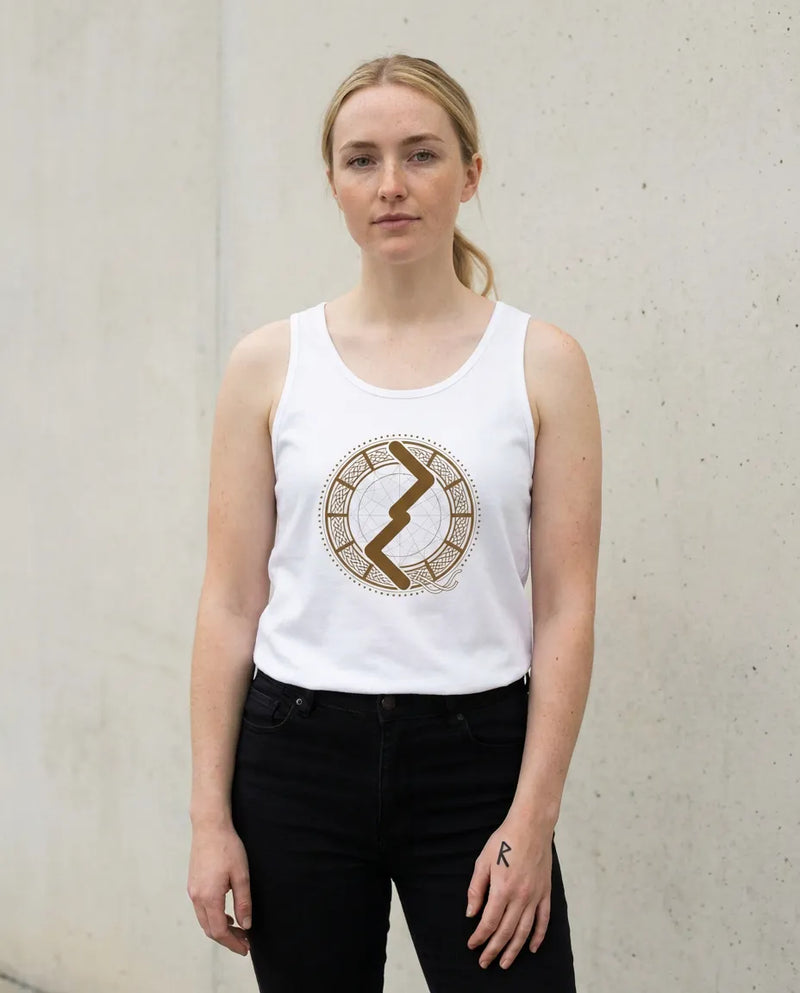 Jera Rune Harvest Symbol Tank Top - Lightweight Airlume Cotton Jersey - Unisex Athletic Heather