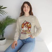 French Bulldog Retro Sunset Sweatshirt - Heavy Blend Classic Fit Crewneck - Unisex White