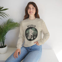 Wunjo Rune Joy Celebration Sweatshirt - Heavy Blend Cotton Poly Crewneck - Unisex White