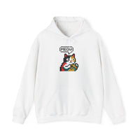 Player One 8-Bit Pixel Gaming Cats Hoodie - Soft Cotton Blend Fleece Pullover - Unisex White