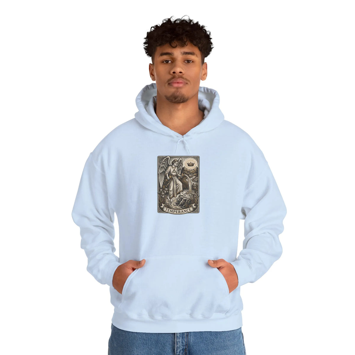 Temperance Tarot Card Hoodie - Heavy Blend Fleece Pullover - Unisex White
