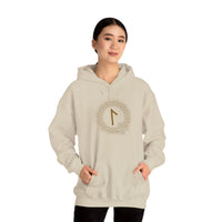 Laguz Rune Norse Knotwork Hoodie - Soft Cotton Poly Blend Pullover - Unisex White
