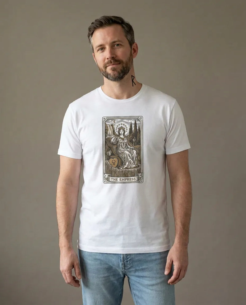Empress Tarot Card Graphic T-Shirt - Heavy Cotton Classic Fit Tee - Unisex White