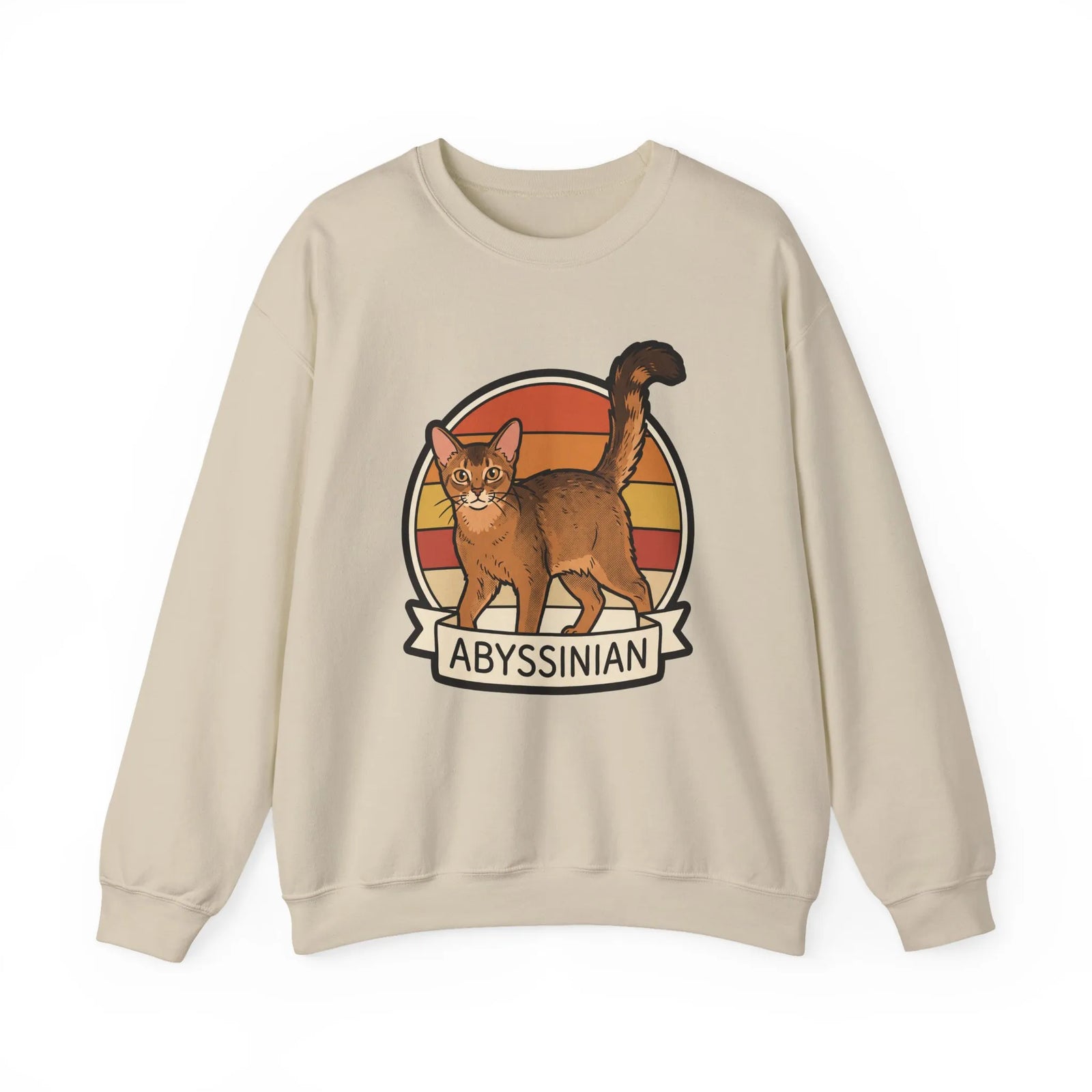 Abyssinian Retro 70s Sunset Sweatshirt - Heavy Blend Classic Crewneck - Unisex White