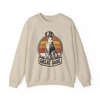 Great Dane Retro Sunset Breeds Sweatshirt - Heavy Blend Crewneck 50/50 Cotton Poly - Unisex White
