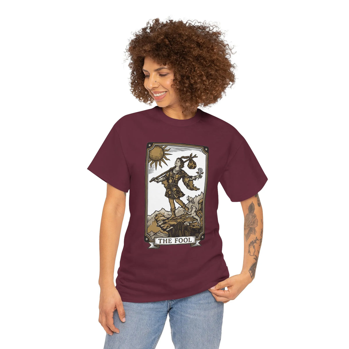 The Fool Tarot Card Graphic T-Shirt - Heavy Cotton Classic Fit Tee - Unisex White