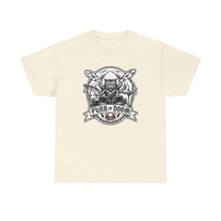 Heavy Metal Rocker Cat Drummer T-Shirt - Heavy Cotton Classic Fit Tee - Unisex White
