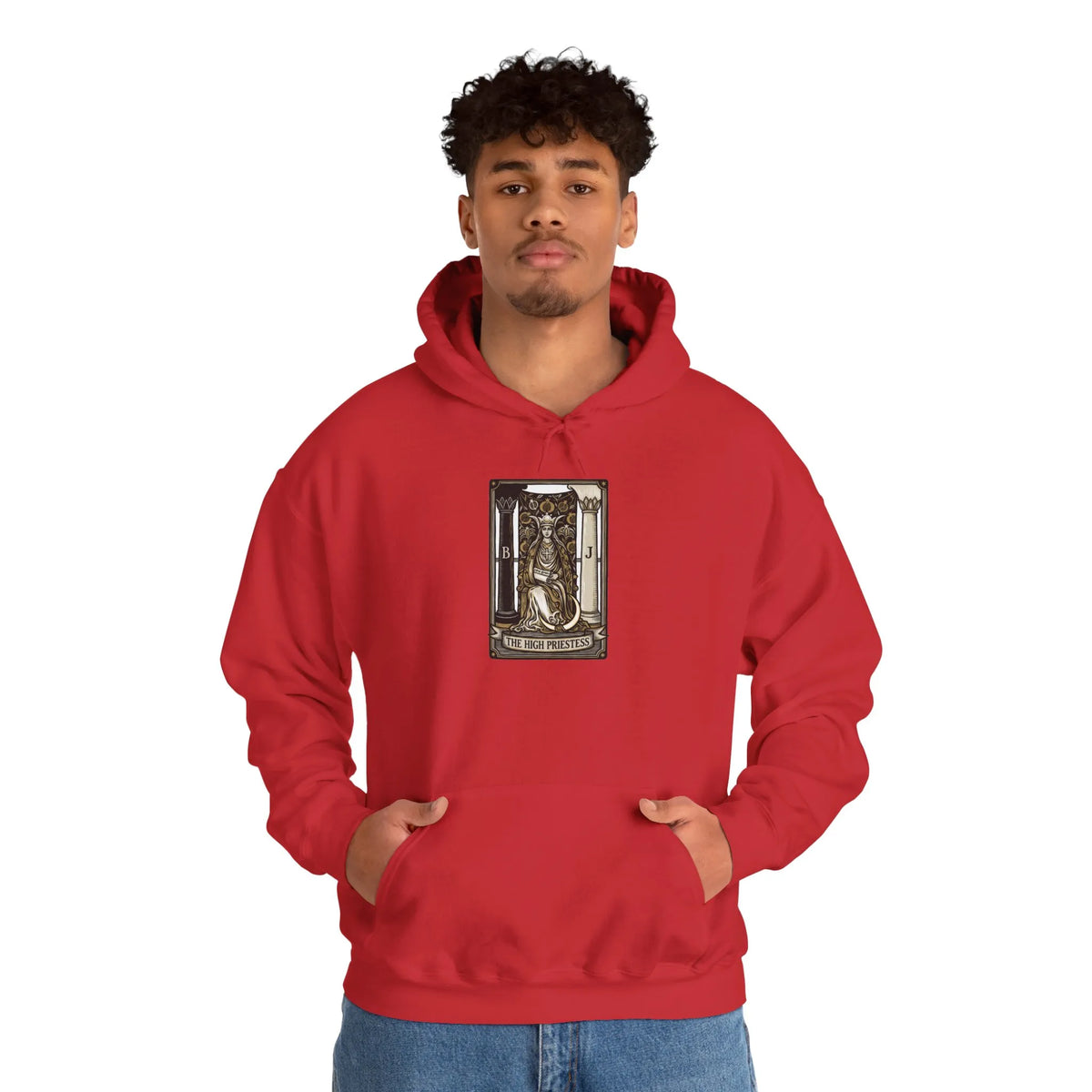 High Priestess Tarot Card Hoodie - Heavy Blend Fleece Pullover - Unisex White