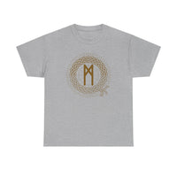 Mannaz Rune Humanity Graphic T-Shirt - Heavy Cotton Classic Fit Tee - Unisex White