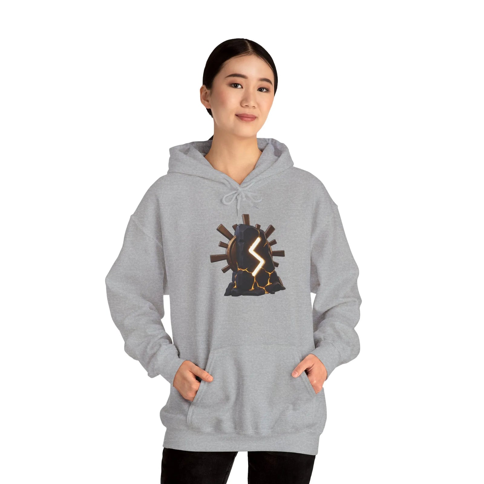 Sowulo Rune Sun Ray Hoodie - Heavy Blend Fleece Pullover - Unisex White