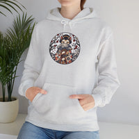 Ukiyo-e Samurai Cat Fan Dancer Hoodie - Heavy Blend Fleece Pullover - Unisex White
