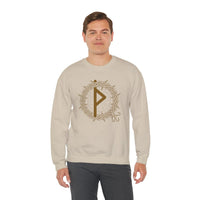 Thurisaz Rune Thorn Defense Sweatshirt - Heavy Blend Cotton Poly Crewneck - Unisex White