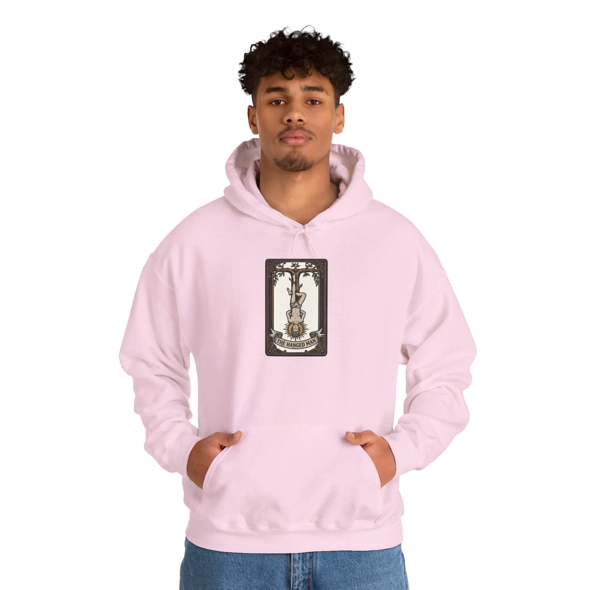 The Hanged Man Tarot Card Hoodie - Heavy Blend Fleece Pullover - Unisex White