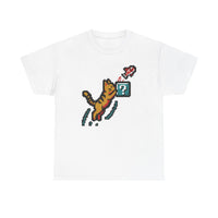 8-Bit Pixel Gaming Cats Graphic T-Shirt - Heavy Cotton Classic Fit Tee - Unisex White