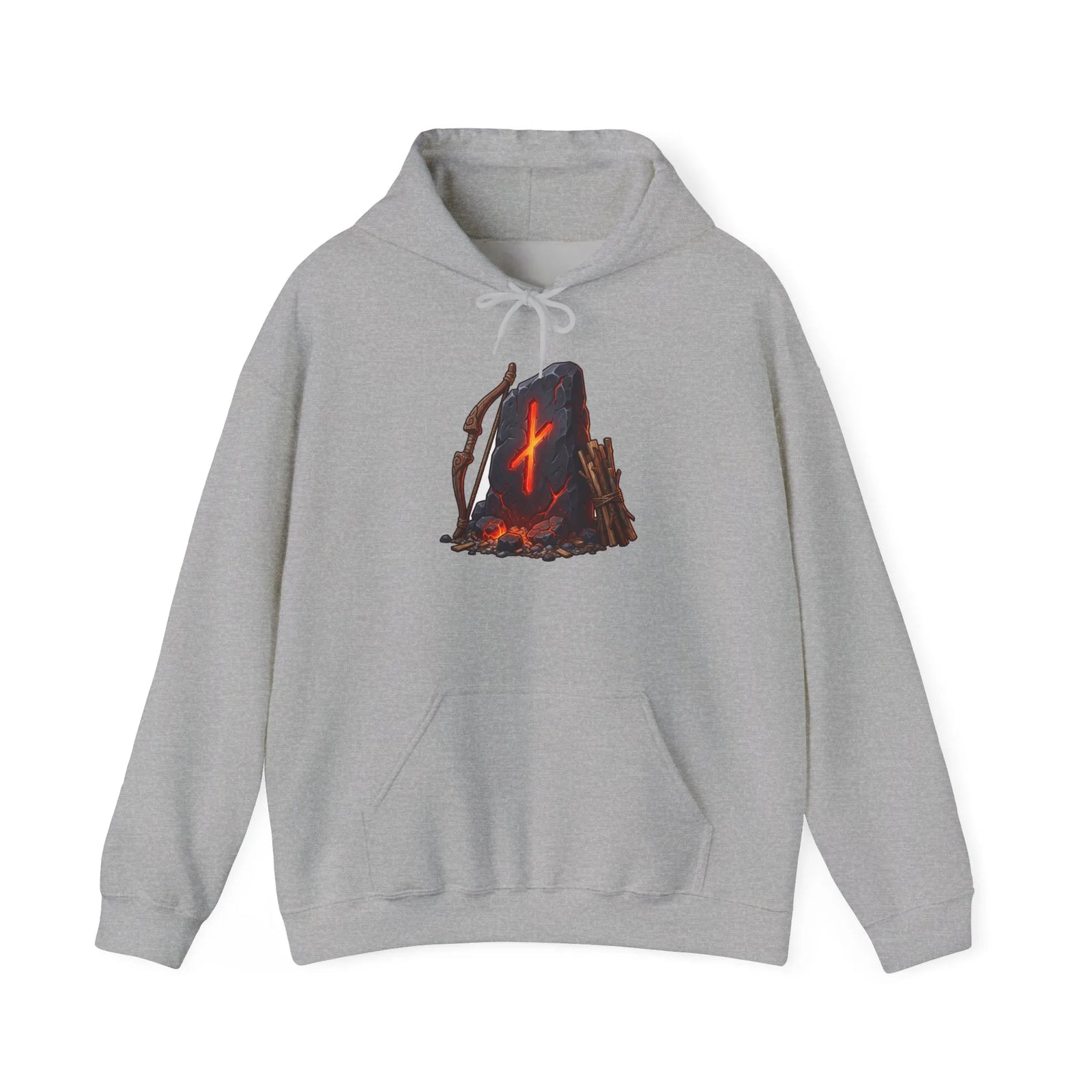 Nauthiz Rune Need-Fire Graphic Hoodie - Soft Cotton Blend Pullover - Unisex White