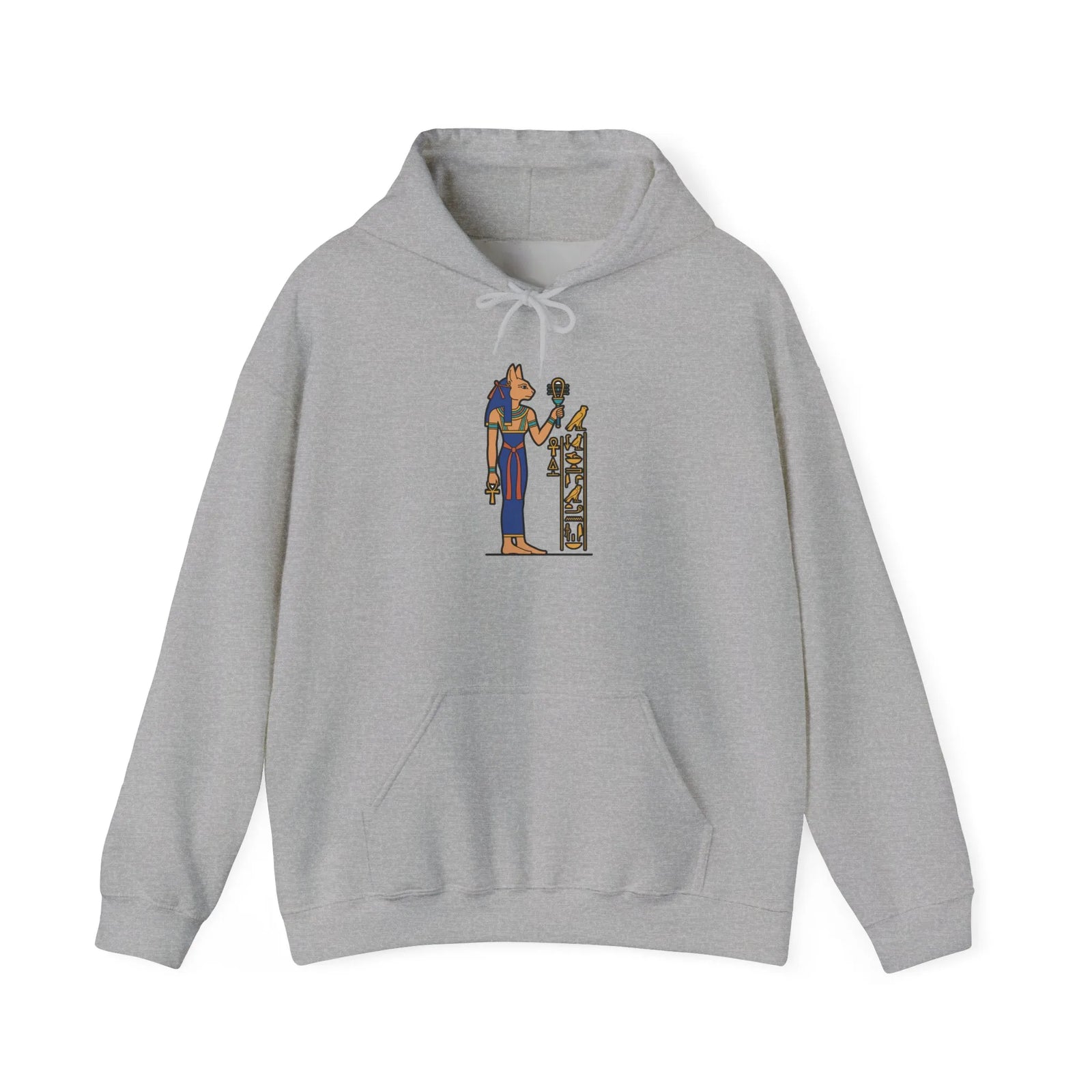 Bastet Egyptian Cat Pharaoh Hoodie - Soft Heavy Blend Fleece Pullover - Unisex White