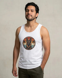 German Shepherd 70s Sunset Aviator Tank Top - Lightweight Cotton Jersey Retail Fit - Unisex Athletic Heather
