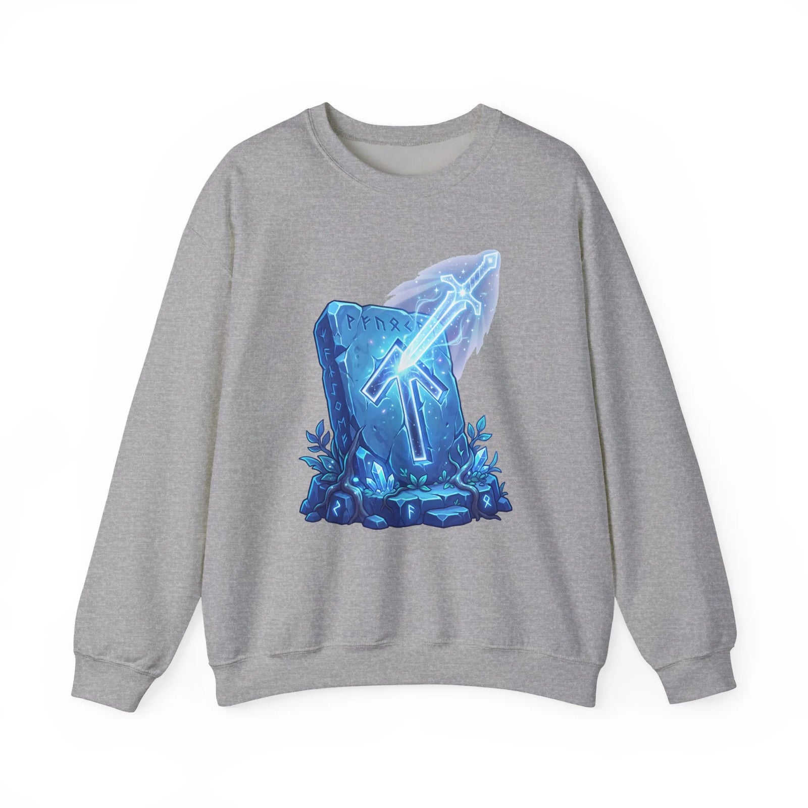 Tiwaz Rune Sword Graphic Sweatshirt - Heavy Blend Crewneck Fit - Unisex White