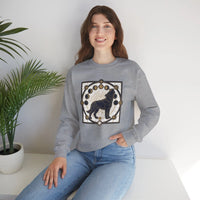Sacred Geometry Spirit Dog Sweatshirt - Heavyweight Cotton Blend Crewneck - Unisex White