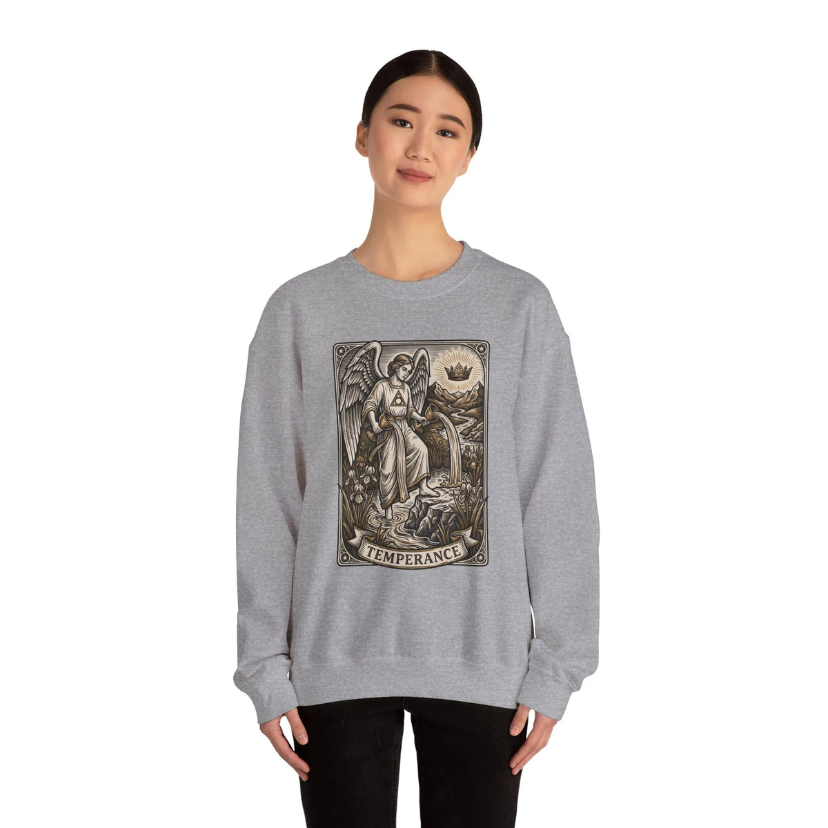 Temperance Tarot Card Angel Sweatshirt - Heavy Blend Fleece Crewneck - Unisex White
