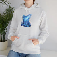 Tiwaz Tyr Sword Graphic Hoodie - Classic Fit Pouch Pocket Fleece - Unisex White