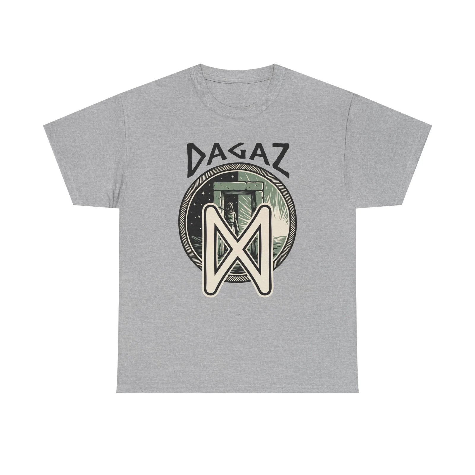 Dagaz Rune Threshold Portal T-Shirt - Heavy Cotton Classic Fit Tee - Unisex White