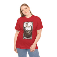 Moonlight Wolves Tarot Graphic T-Shirt - Heavy Cotton Classic Fit Crewneck - Unisex White