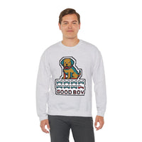 Good Boy 8-Bit Pixel Dogs Sweatshirt - Heavyweight Cotton Blend Crewneck - Unisex White