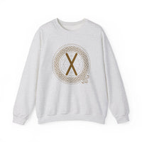 Gebo Rune Celtic Knotwork Sweatshirt - Classic Fit Fleece Crewneck - Unisex White