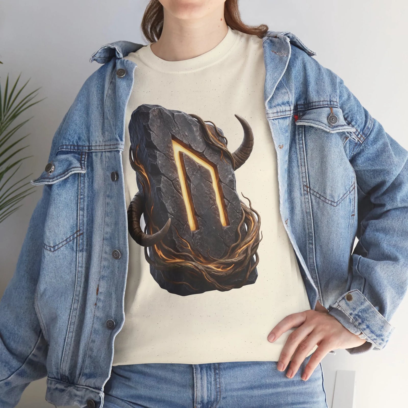 Uruz Rune Wild Ox Strength T-Shirt - Heavy Cotton Classic Fit Tee - Unisex White