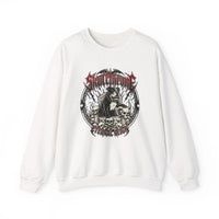 Skull Throne Heavy Metal Rocker Dogs Sweatshirt - Heavy Blend Cotton Poly Crewneck - Unisex White