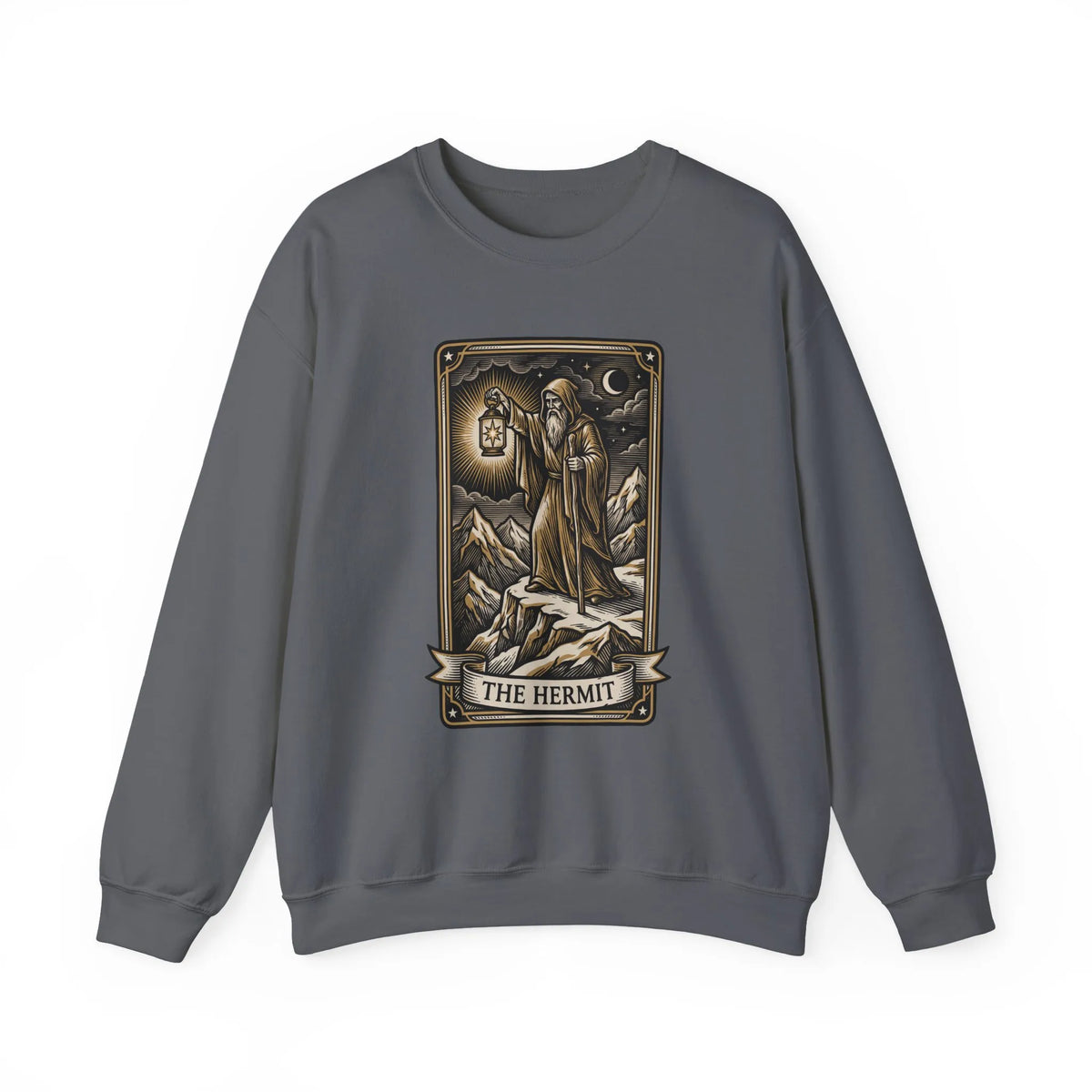 The Hermit Tarot Card Sweatshirt - Heavy Blend Crewneck Fleece - Unisex Off White