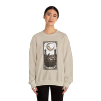 Moon Tarot Card Wolves Graphic Sweatshirt - Heavy Blend Fleece Crewneck - Unisex White