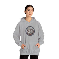 Norse Woodcut Runestone Hound Hoodie - Heavyweight Cotton Blend Pullover - Unisex White
