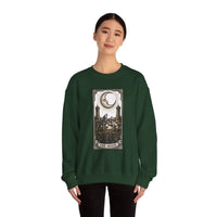 Moon Tarot Card Wolves Graphic Sweatshirt - Heavy Blend Fleece Crewneck - Unisex White