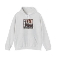 Viking Berserker Cats Longship Hoodie - Warm Cotton-Poly Fleece Pullover - Unisex White