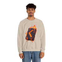 Kenaz Rune Fire Graphic Sweatshirt - Heavy Blend Fleece Crewneck - Unisex White