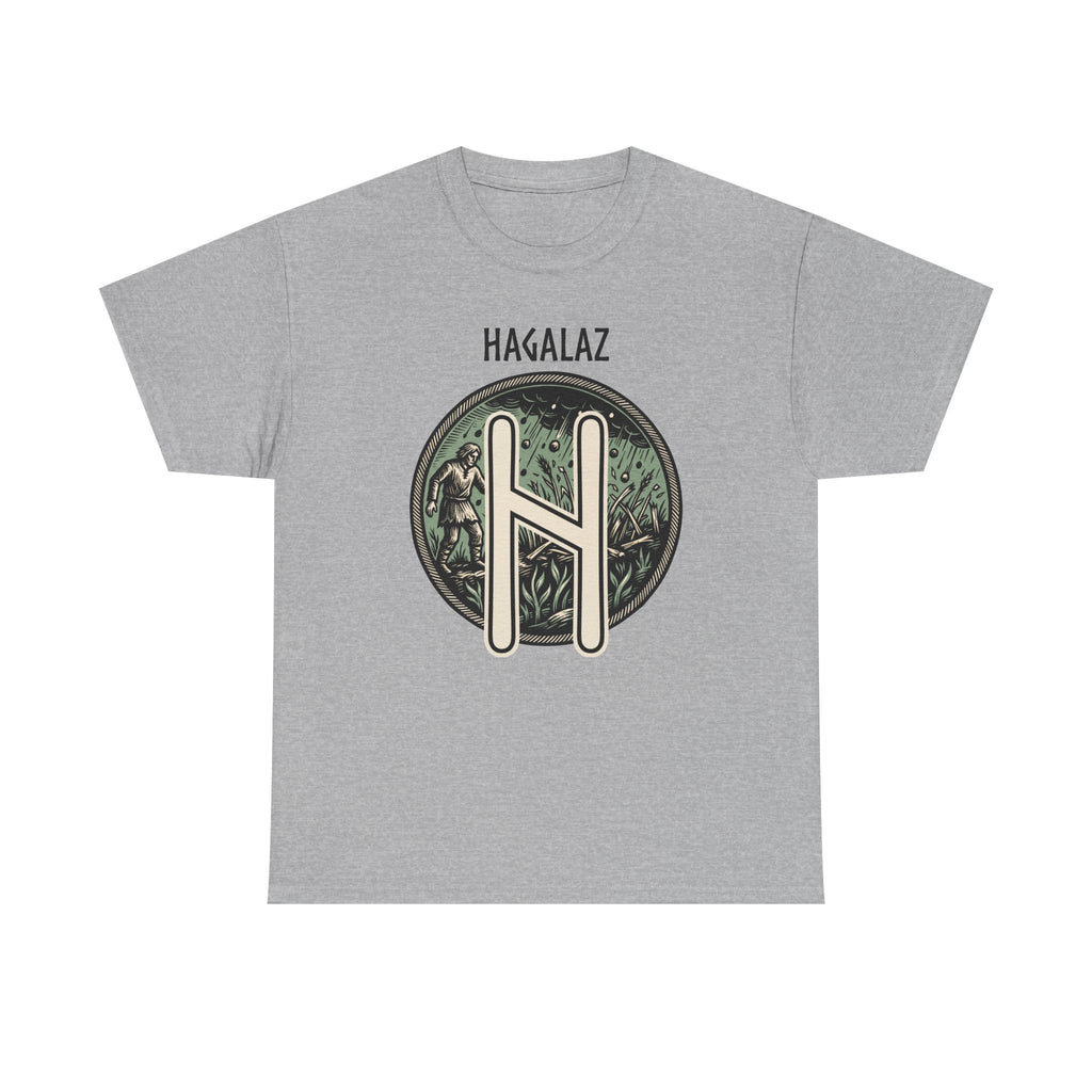 Hagalaz Rune Nordic Graphic T-Shirt - Heavy Cotton Classic Fit Tee - Unisex White