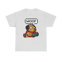 8-Bit Pixel Gaming Dog T-Shirt - Heavy Cotton Classic Fit Tee - Unisex White
