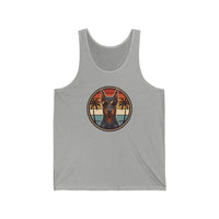 Doberman Cool Dogs 70s Sunset Tank Top - Lightweight Airlume Combed Cotton Jersey - Unisex Athletic Heather