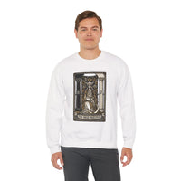 The High Priestess Tarot Card Sweatshirt - Heavy Blend Fleece Crewneck - Unisex White
