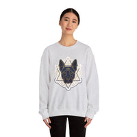 Third Eye Sacred Geometry Spirit Dog Sweatshirt - Heavy Blend Cotton Polyester Crewneck - Unisex White