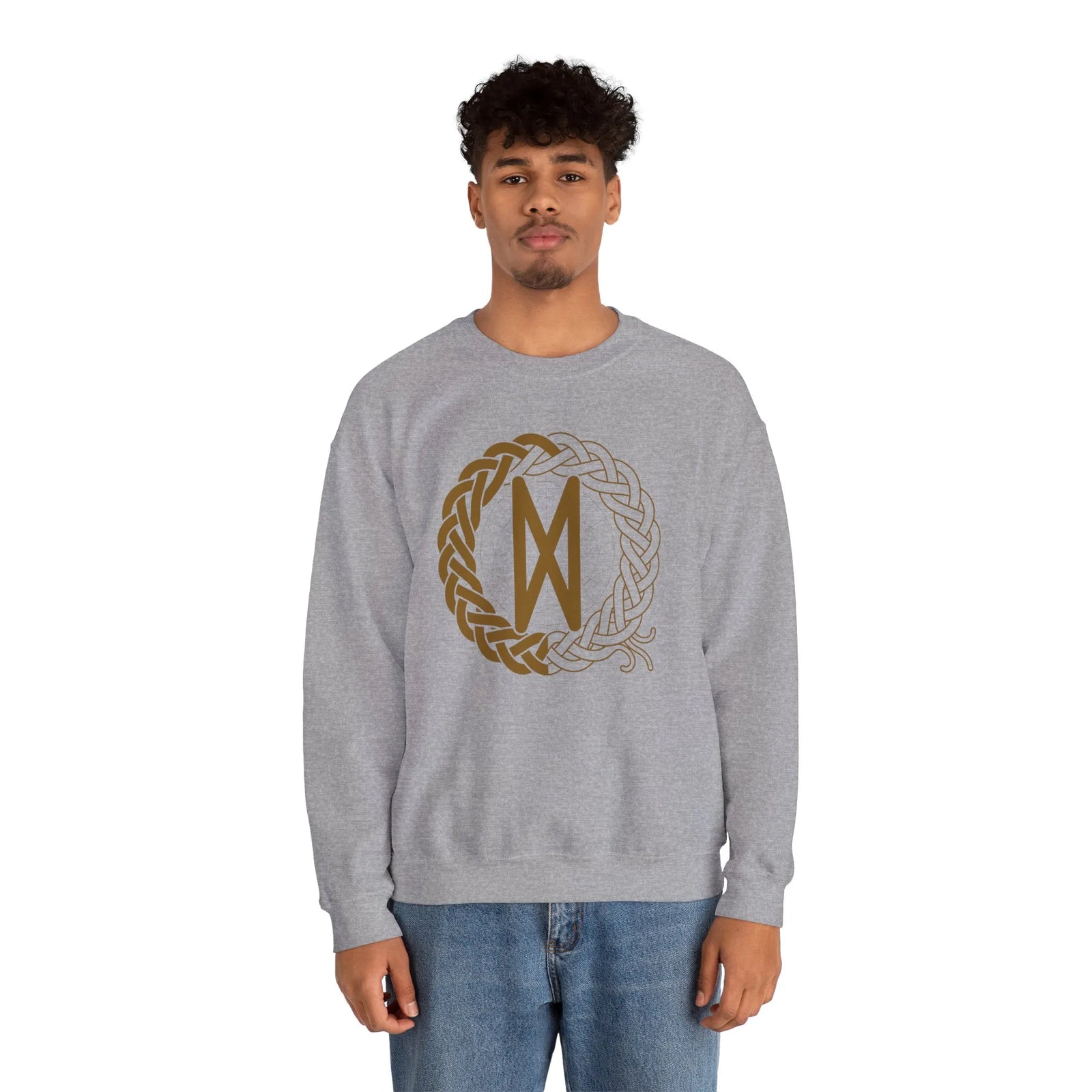 Dagaz Rune Dawn & Dusk Sweatshirt - Heavy Blend Classic Fit Crewneck - Unisex White