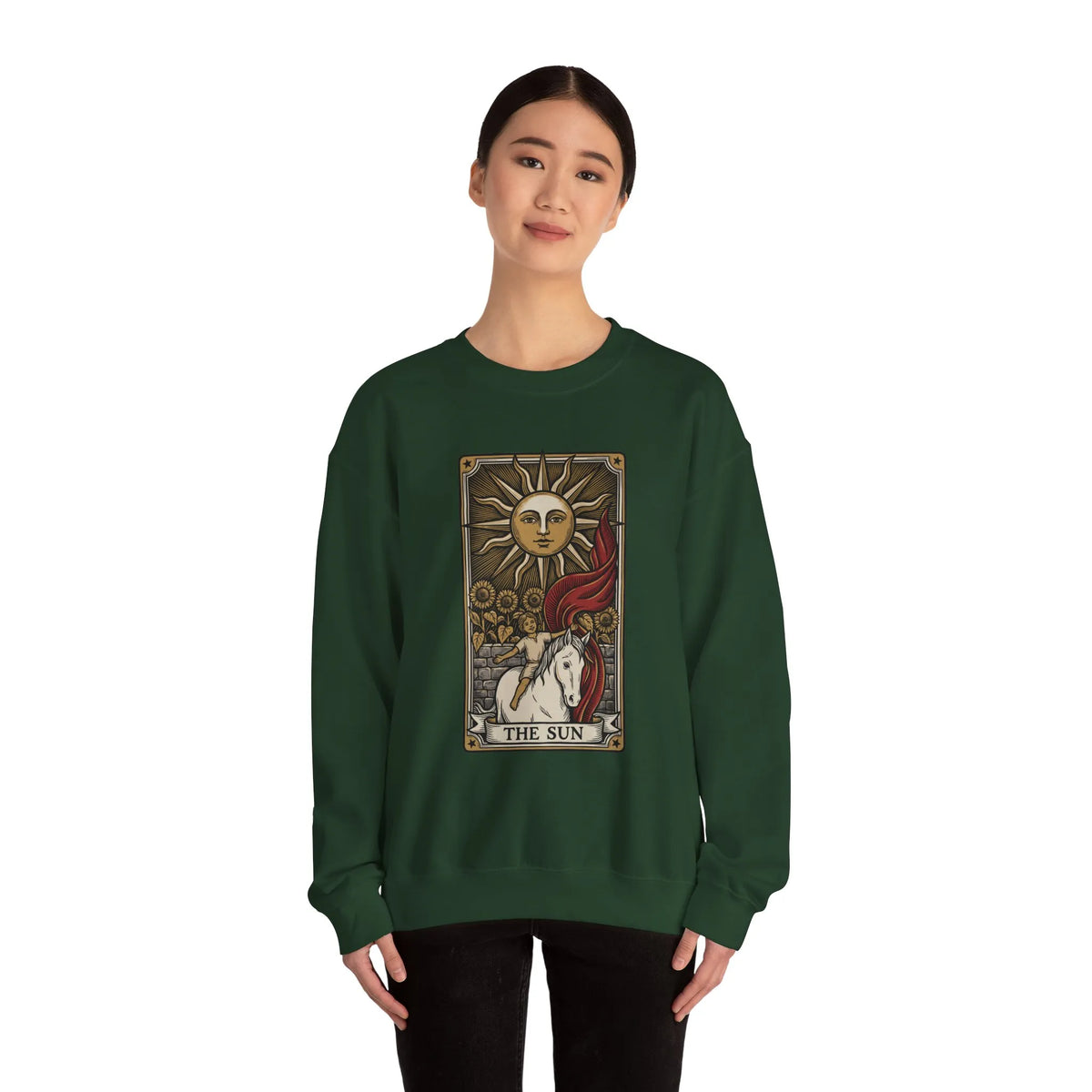 The Sun Tarot Card Sweatshirt - Heavy Blend Fleece Crewneck - Unisex White