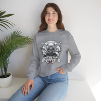 Heavy Metal Rocker Cats Drummer Sweatshirt - Heavy Blend Cotton Blend Crewneck - Unisex White
