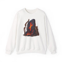 Nauthiz Rune Need-Fire Graphic Sweatshirt - Heavy Blend Crewneck Fleece - Unisex White