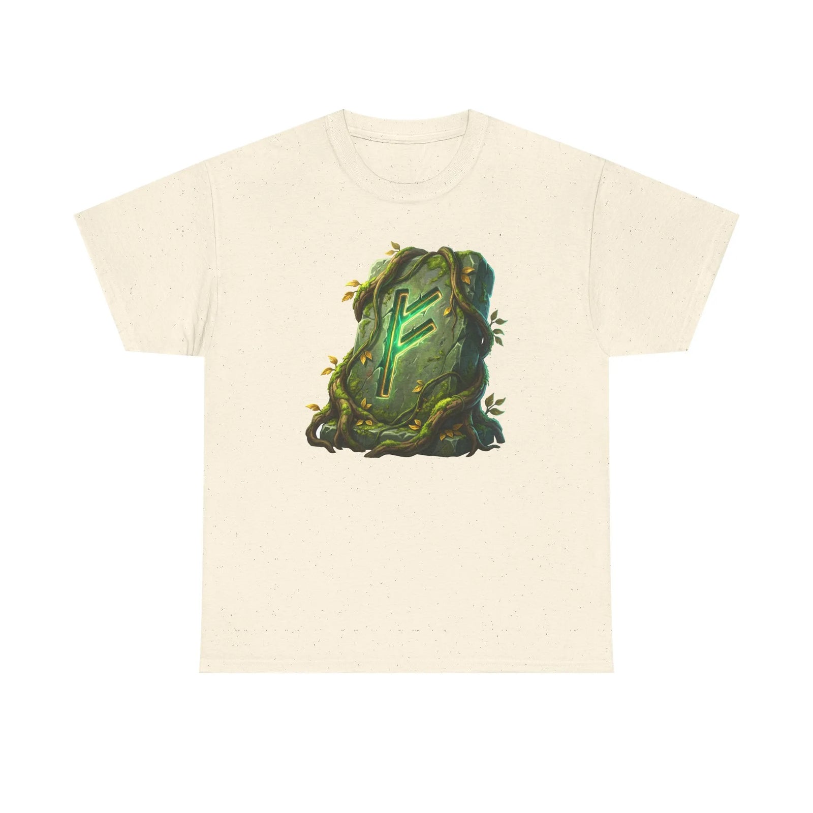 Fehu Rune Wealth Symbol T-Shirt - Heavy Cotton Classic Fit Tee - Unisex White