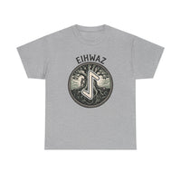 Eihwaz Yew World Tree Rune T-Shirt - Heavyweight 100% Cotton Classic Fit - Unisex White
