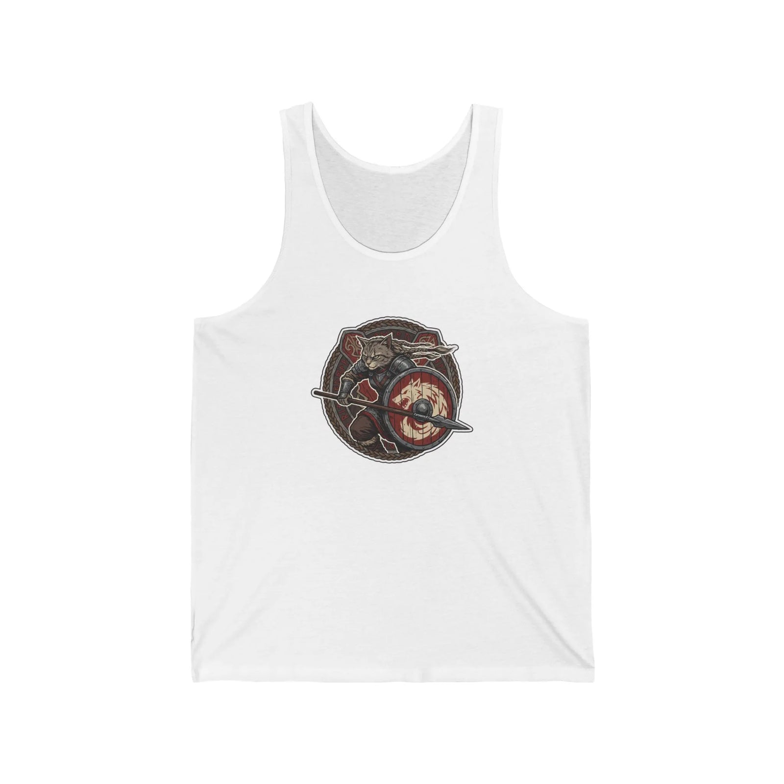 Viking Berserker Cat Shieldmaiden Tank Top - Lightweight Airlume Cotton Jersey - Unisex Athletic Heather