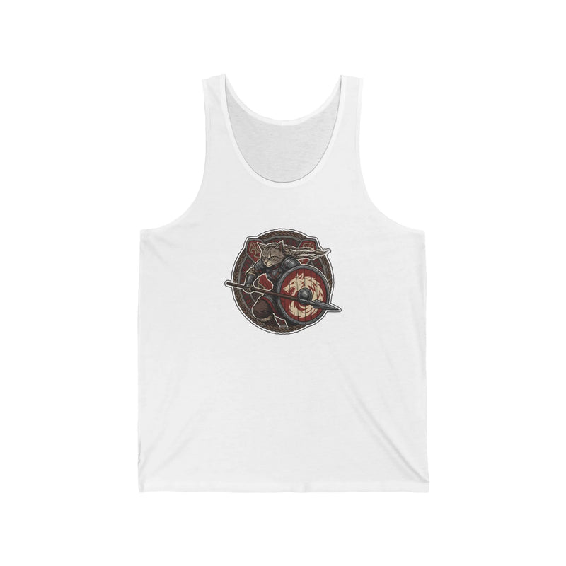 Viking Berserker Cat Shieldmaiden Tank Top - Lightweight Airlume Cotton Jersey - Unisex Athletic Heather